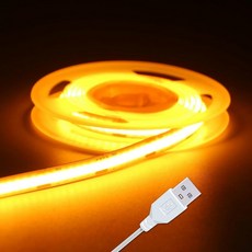 UVTaoYuan LED 스트립 조명 5V USB COB 쇼트 흰색 유연성 디스플레이 캐비닛 거실 DIY 장식 TV 28FT 6500K, 3.28FT/GOLDEN YELLOW