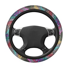 [ 916309 ] 와이어스터 스티어링 휠 커버 범용 38.1cm(15인치) 미끄럼 방지 통기성 네오프렌 자동 프로텍터 장식 자동차 SUV 트럭 내부 액세서리 여성 남성용, 다채로운 쉐브론 깃발, 1개