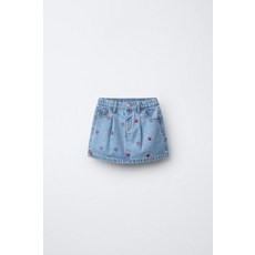 [국내배송] 자라 ZARA 하트 자수 데님 스커트 - 블루 938555