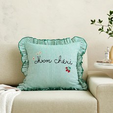 [모던하우스 창원점]봄맞이준비__발렌타인 그린 스트라이프 프릴 쿠션커버 50x50_EM0926006