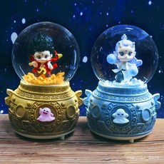 兒童聖誕禮品卡通學生日禮物女孩子幼稚園聖誕節哪吒水晶球音樂盒 8HCZ, 卡通水晶球A款,隨機發貨一個