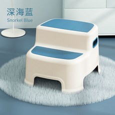 雙層防滑腳凳 兒童洗漱台輔助椅 寶寶洗手階梯椅, 藍色