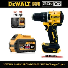DEWALT DCD805 20V 전동 공구 브러시리스 임팩트 드릴 무선 전동 드라이버 2/6Ah 리튬 배터리 핸드 드릴 임, 13 1pcs 9Ah-DCD805-char