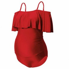 임산부 원피스 수영복 서스펜더 러플 임신 수영복 수영복 임산부 비키니 탄력 수영복