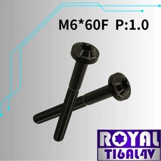 ROYAL M6*60F P:1.0 鈦合金飛碟頭螺絲 帝王黑, 1個