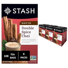 Stash Tea 더블 베르가못 얼 그레이 홍차 카페인 프리 프로젝트 프리미엄 티 인공 성분 없음 18개6팩 총 108개 140979, 18개, 33g