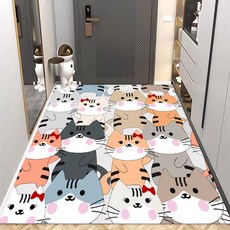 고급 실내 미끄럼방지 프린팅 디자인 다용도 데일리 화장실 현관 매트 선물 직사각형, 80*100센티프리컷팅, 캣츠바르면 바로바로 - 워터프루프 오일