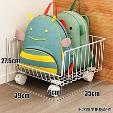 책가방 정리 바구니 철제 바퀴 대형 팬트리 이동식 트롤리 바스켓, 1개, I. 스타일 화이트 대형 싱글 레이어