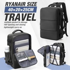 학교 배낭 에어 수하물 캐빈 대학 남성 40x30x20 여행 가방 비즈 여성 백팩 노트북 15.6인치, Black