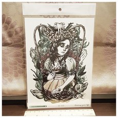 WAWA TATTOO Z系列恐怖童話手臂大圖K34紋身貼紙，男女防水紋身貼紙，刺青貼紙, 1個