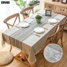 DFMEI 日式防潑濺餐桌布防滑耐磨桌布長方形桌面高級感家用茶几保護墊, 1個, 90*90cm, 淺秋流蘇灰-防水