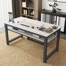 서예 책상 붓글씨 데스크 오픈 서랍 미술 작업 테이블 공방 조립 작업대, 화이트+블랙 레그, 80x50x80cm