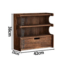 커피잔 선반 찻잔 머그컵 홈카페장 다용도 머그 컵수납장 수납 거치대 탄화색 다도 정리함 꽃잎 물컵 디스플레이, 탄화색 3단 서랍형 차잔 선반