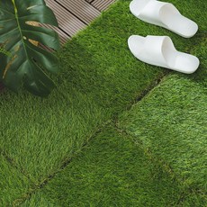 卡扣式拼接草皮地板 仿真草皮 地磚 塑木地版 巧拼 草地板, 1個, 秋草X9