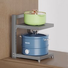 밀스턴 높이조절 조립식 냄비 후라이팬정리대 MFO004, 2단