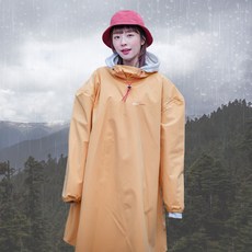 [울프라운치]고기능성 방투습 원단 업사이클 레인코트 믹스컬러 판초우의 남녀공용, 검정색 계열, XL, 1개