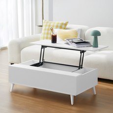 [베스트리빙] 리베 스마트 리프트업 좌식 거실 테이블 1000/ 소파테이블 커피테이블 /방문설치, 올화이트