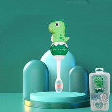 3D立體恐龍造型兒童牙刷 超軟毛護齦設計 附贈收納盒, 1個, 【新款】圓球龍-綠→附贈收納盒