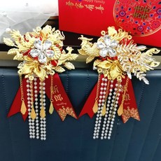 臺灣出貨 結婚必備 結婚胸前花全套 新郎新娘婚禮胸花 高級2024豪華版中式婚禮秀禾服 胸針, 水鉆款龍鳳胸花新郎新娘一對, 1個