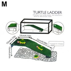 작은 애완 동물 거북이 휴식 Basking 건조 플랫폼 파충류 거북이 등반 사다리 시뮬레이션 잔디 탱크 장식 서식지 장식, Short Type M, 1개