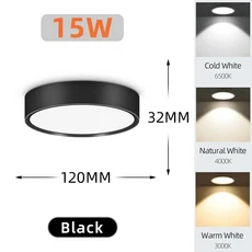 다운라이트 스포트라이트 LED 천장 조명 220V 표면 장착 실내 거실 주방 램프, 03 10W Black, 01 10PCS, 03 Natural Light 4500k