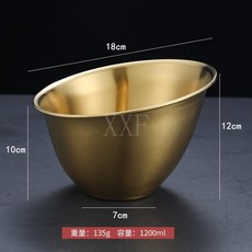 韓式不鏽鋼斜口碗 生菜沙拉碗 蔬菜料理碗 火鍋調料碗 - 臺灣熱銷, 大號生菜碗（金色）, 1個