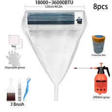 여름 대형 에어컨 청소 커버 키트 36000BTU AC 재사용 가능 두꺼운 먼지 워터 가방 플레이트 클리너, [01] 125cm 49.2in 8pcs