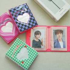 포카 포토카드 1단 바인더 콜렉트북 포켓 앨범 3color 콜북 미니 굿즈 보관, 그린체크