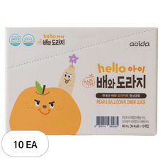 아올다 헬로아이 착즙 배와도라지, 80ml, 10개