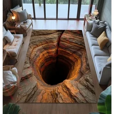 타일형 시공매트 3D 홀 일루전 러그 사실적인 동굴 바닥 독특한 광학 착시 거실용 재미있는 참신한 홈 데코, 02 40cmX60cm, 05 A