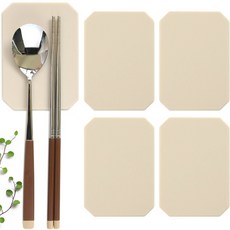 보네르 [국내산] 무소음 실리콘 수저받침 세트, 베이지