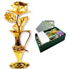 지나로즈 크리스마스 졸업식 꽃 선물 금장미 만개 꽃병세트 꽃배달, 금장미반개 꽃병세트, 1개