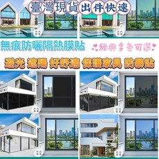 防曬防窺冰膜隔熱貼 DIY隔熱紙 防爆膜 避光貼 適用於窗戶玻璃 有效遮陽保護隱私, 1個, 1.黑不透單捲長100cmX 30cm