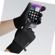 오토바이방한장갑 방한 겨울 자전거 장갑 스마트폰 터치 기능 등산장갑, L, 블랙