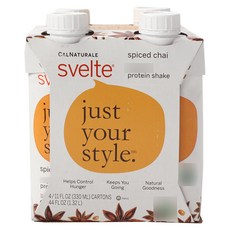 Svelte 蛋白質奶昔香料柴 4 包, 1個, 1.32L