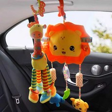 신생아 모빌 치발기 임신선물 차량용 유모차 딸랑이, 1개, 상세페이지 참고, 15. 해피 기린 사자 2개세트