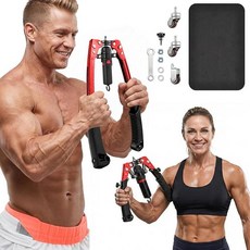 SAKER 트위스터 팔 트레이너 근력 운동을 위한 조절 가능한 유압 홈 체육관 장비 Ab 롤러 휠이 장착된 22-440파운드 가슴 확장기 남녀 운동 코어, RED