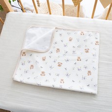 DFMEI 寶寶隔尿墊可洗網面防滑紗布棉防水吸水透氣嬰兒牀墊多功能護理墊, 1個, 花朵熊