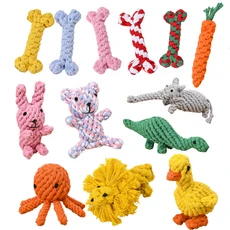 狗狗耐咬繩結玩具，多款可愛動物造型，清潔牙齒，滿足咀嚼慾望, 雙頭咬繩結, 1個