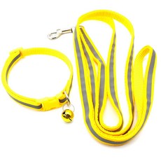 퍼플펫 반려동물 초경량 목줄 + 리드줄 세트, 노랑색(반사), 1개