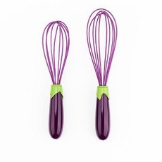 硅膠打蛋器家用鷄蛋起泡手動攪拌器攪拌棒大小號套裝 - 廚房烘焙必備, 茄子手柄2個套裝 大號小號, 1個