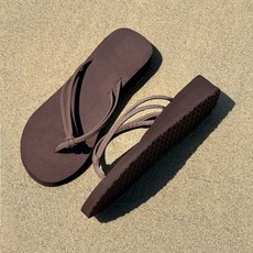 모노소울 각선미 두줄쪼리 3CM 키높이 통굽 플랫폼 슬리퍼