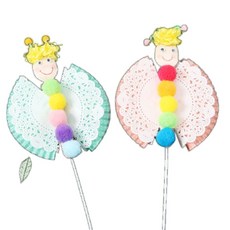 키즈공방 상상력자극 폼폼장식 나무스푼 나비만들기/ 그리기놀이 모둠수업 딸아이 방과후돌봄, 5개, 화이트