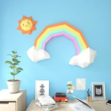 태양 무지개 구름 벽 장식 홈 아트 종이 모델 낮은 폴리 3D Papercraft 수제 DIY 접기 성인 공예 RTY218, 01 RTY218