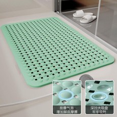 浴室防滑墊 淋浴房洗澡間地墊 洗澡專用按摩腳墊, 1個, 斜紋泡泡-馬爾斯綠,36*69cm【雙重防滑】