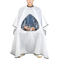 Easecos 투명 창이 있는 이발소 케이프 살롱 헤어 커팅 커버 드레이프 방수 헤어컷 앞치마 버클 포함 스타일리스트 홈 DIY 미용용 화이트 색상 [호환], 1