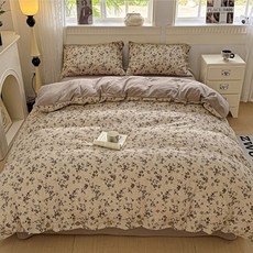 리진 플로아 린넨 이불커버 싱글 (150X200cm), 브라운