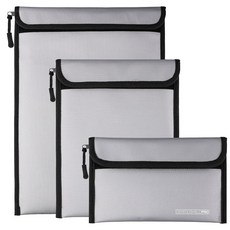 JONYEE 3팩 업그레이드된 내화성 문서 가방 내화성 및 방수 가방 알루미늄 호일 안감 내화성 및 방수 안전 지퍼 보관 정리함 파우치 소지품 문서용(그레이), JONYEE 3팩 업그레이드된 내화성 문서 가방, 내화