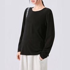 티류으스 여성 임부용 봄여름 긴팔 빅사이즈 데일리 슬림핏 롱티 임산부티셔츠 WY