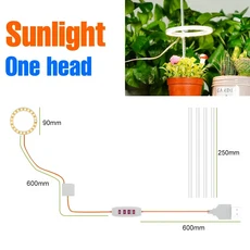 LED 식물등 풀 스펙트럼 USB 실내 램프 5V 디밍 가능 텐트 화분 다육 묘목 선인장 보조, 06 1 Head Sunlight
